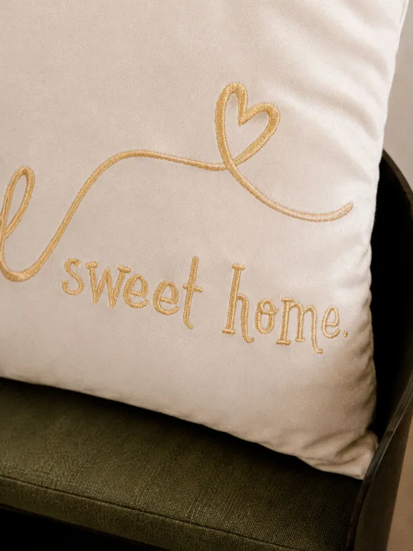 Decorative pillow, 45x45, corduroy, gray-brown, Sweet home, Scroll, image-3