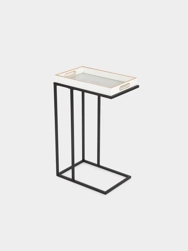 Tray stand, 60 cm, metal / glass, rectangular, Black, Black style, image-4