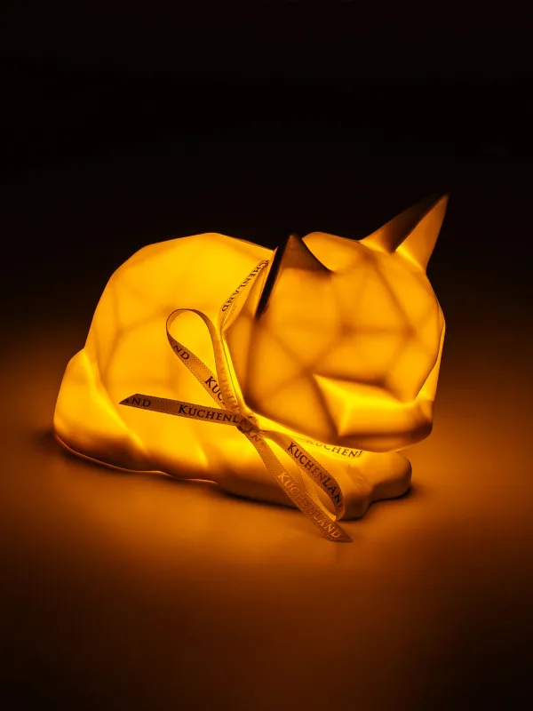 Decorative lamp, 13x9 cm, porcelain, white, Cat, Art modern, image-4