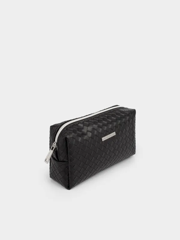 Makeup bag, 18х11 cm, polyurethane, black, Sennit, image-2