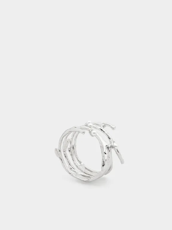 Napkin ring, 4 cm, metal / plastic, Silver, Pearls, Pearl, image-0