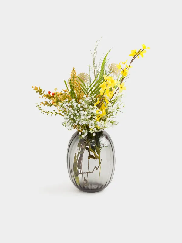Flower vase, 24 cm, glass, grey gradient, Ledge gradient, image-3