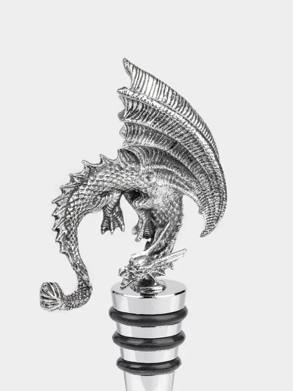 Wine bottle stopper, 12 cm, metal, Dragon rainira, image-1