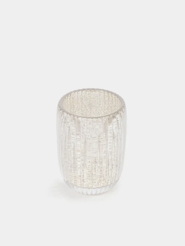 Bathroom tumbler, 10 cm, glass, gold, Patina rib, image-1