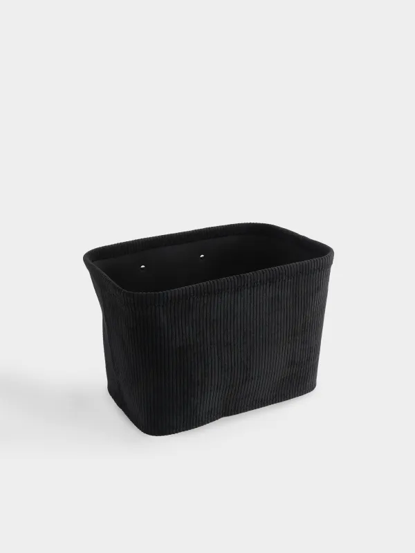 Laundry basket, 38x26x25 cm, with handles, polyester, rectangular, black, Black style, image-3