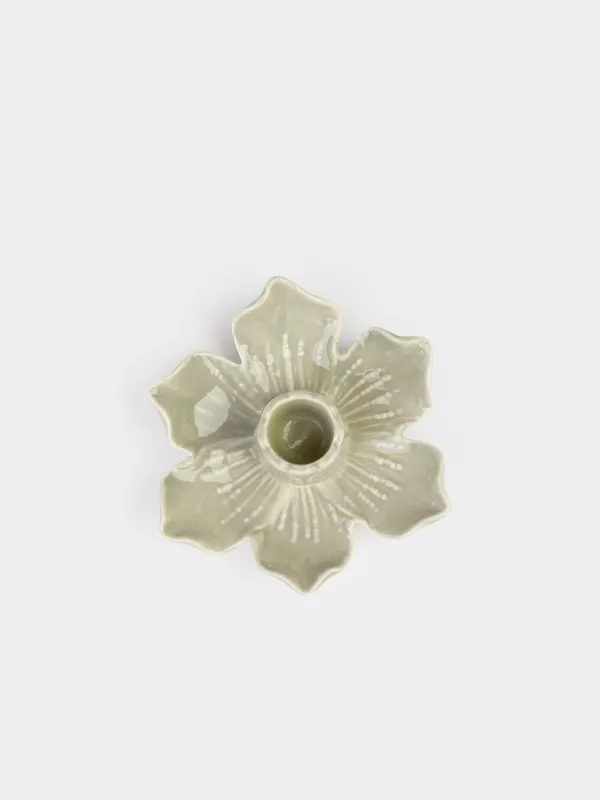 Candlestick, 11x5 cm, for a thin candle, Porcelain P, Green, Flower, Bloome, image-2