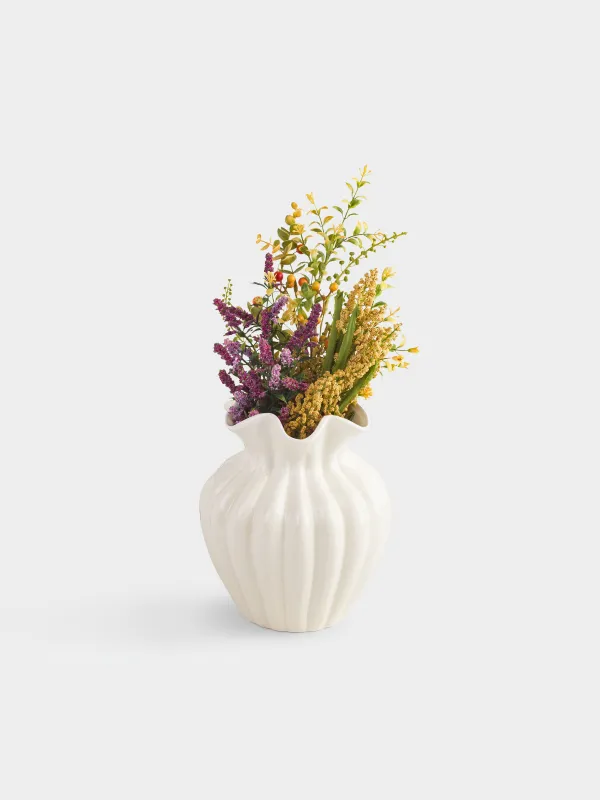 Flower vase, 24 cm, ceramic, milky, Bends, Landform, image-3