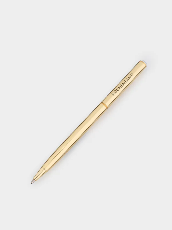 Ballpoint pen, 13 cm, with crystal, metal, gold, Draw, image-1