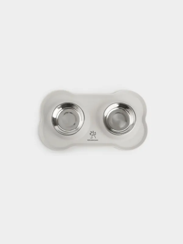 Pet bowl, 35x21 cm, 170 ml, double, on stand, steel / silicone, gray, Favorite pet, image-2
