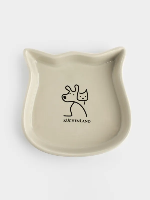 Pet bowl, 15x14 cm, 250 ml, ceramic, grey, Cat, Whiskers, image-1