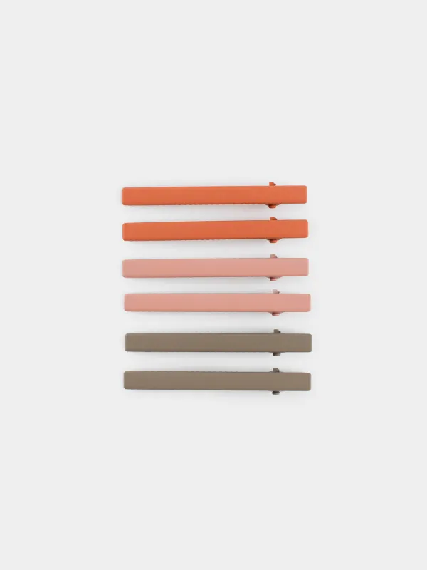 Hair clip, 6 cm, 6 pcs, metal, Color mix, Basic, image-0