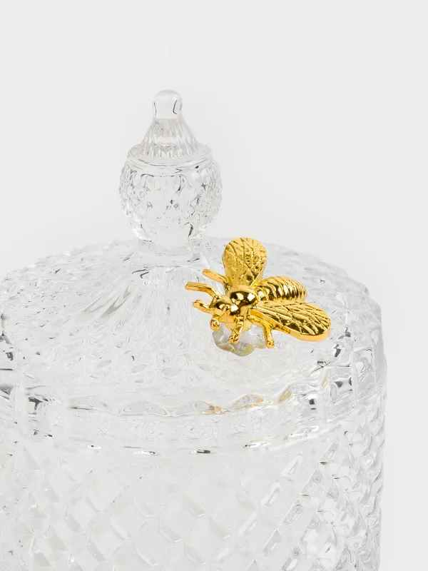 Storage container, 13x11 cm, 320 ml, steclo R / metal, Bee, Honey, image-1