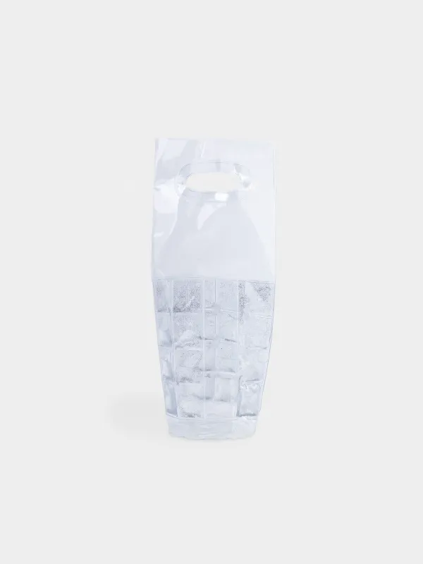Bottle cooling bag, 30 cm, Plastic, Silver glitter, Sparkle bar, image-1