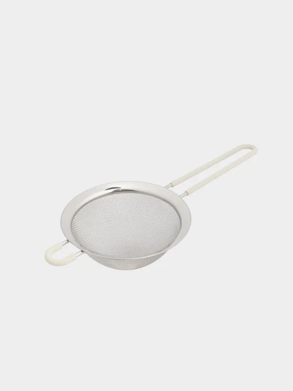 Strainer, 14 cm, with handle, steel / silicone, beige, Tammy, image-1