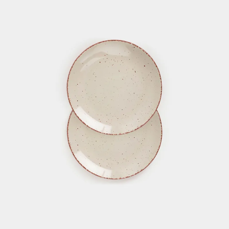 Snack plate, 21 cm, 2 pieces, ceramic, beige, speckled, Speckled