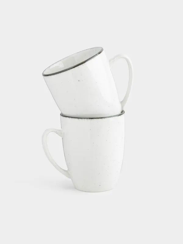 Mug, 350 ml, 2 pcs, ceramic, white-grey, speckled, Roxas, image-0