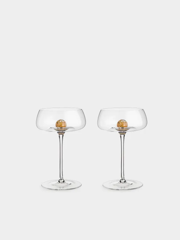 Drinking glass, 240 ml, 2 pcs, glass, Amber ball, Sorento, image-0