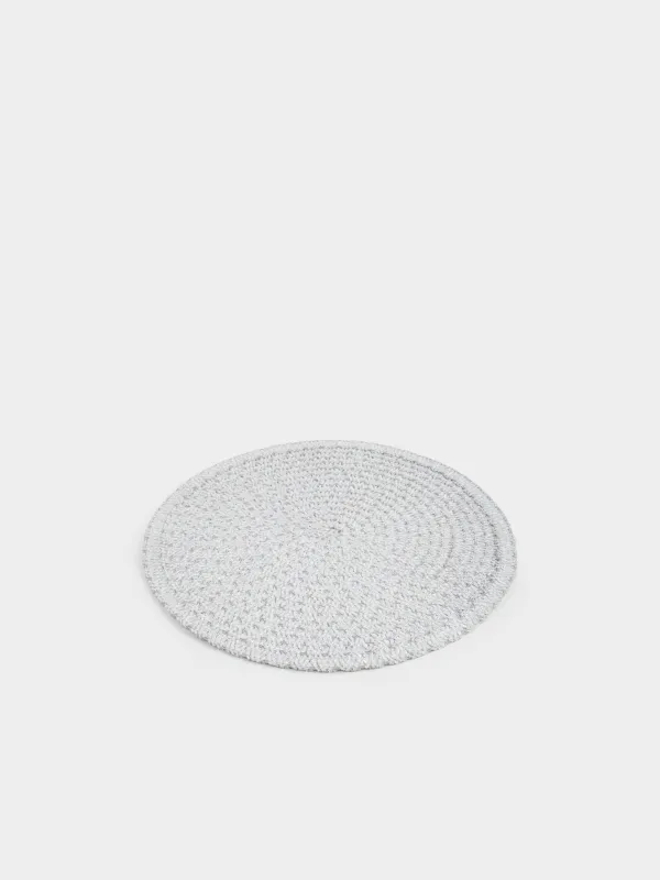 Placemat, 38 cm, chenille, round, silver-gray, Chenill, image-1