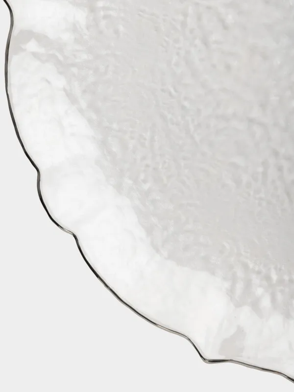 Charger plate, 33 cm, glass, with silver edging, Nautilus silver, image-3