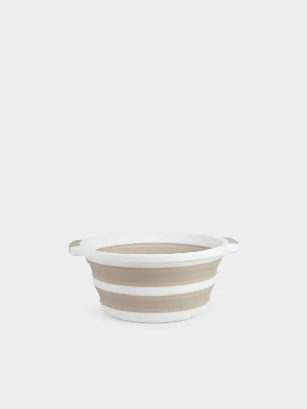 Foldable basin, 10 l, plastic / rubber, gray-beige, Foldaway, image-0