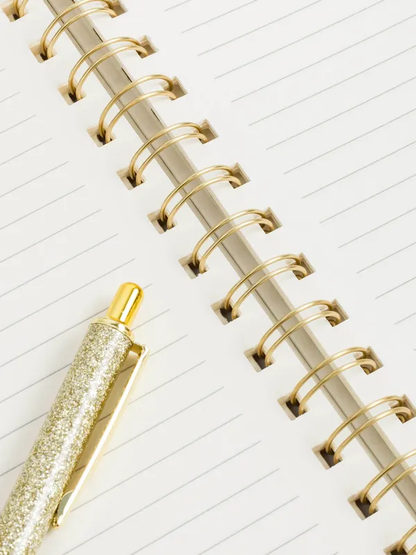Notepad for notes, 15x20 cm, 80 l, on rings, with a pen, milky, Stationery sparkle, image-2