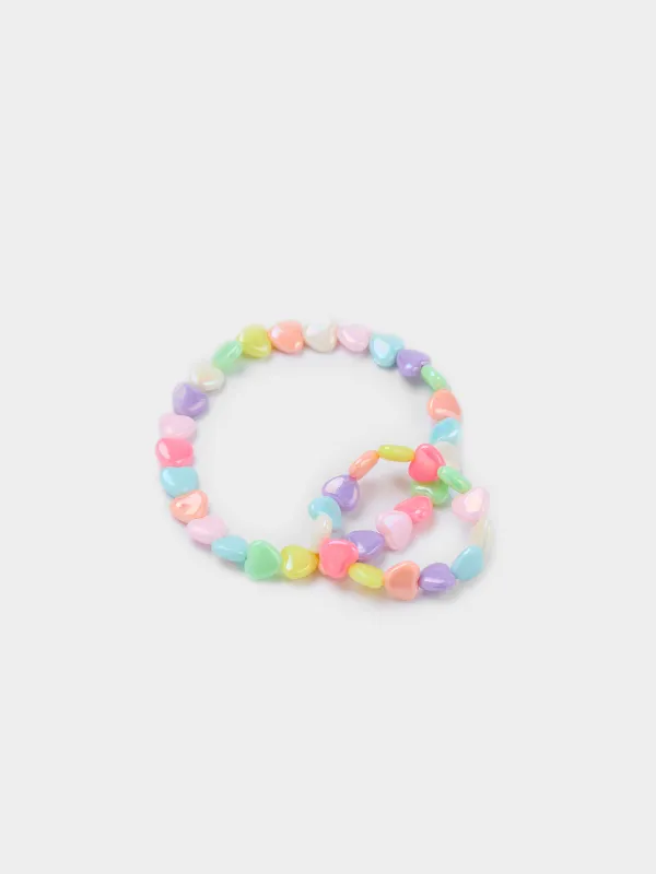 Jewelry set, 2 pieces, children's, plastic, bracelet/beads, Hearts, Jewelry kids, image-1