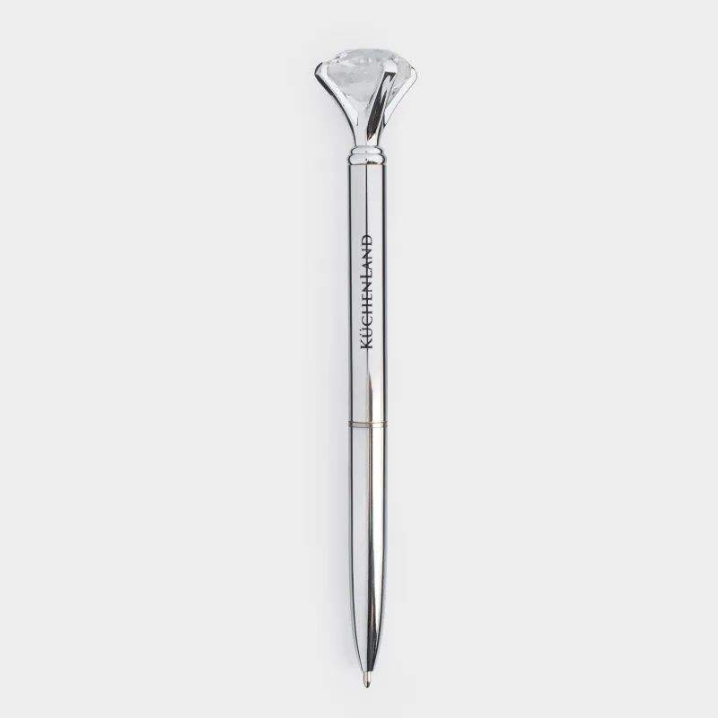Ballpoint pen, 14 cm, with a figure, steel, silver, Crystal, Draw figure