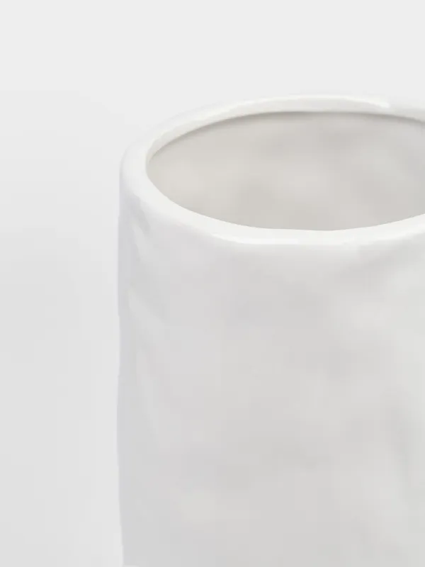 Flower vase, 20 cm, ceramic, milky, Blossom, Crumple font, image-3