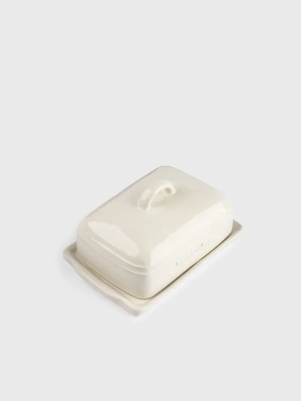 Butter dish, 18 cm, ceramic, rectangular, milky beige, speckled, Ceramo speckled, image-1