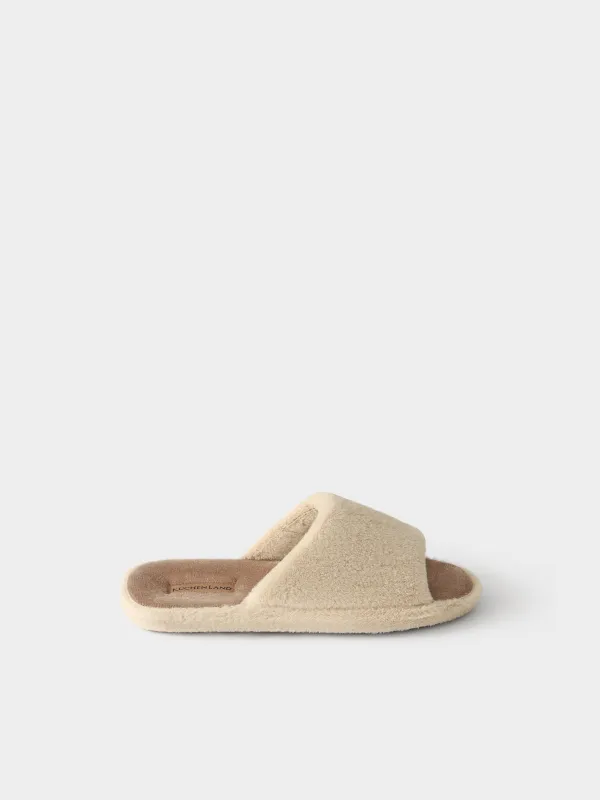 Women's slippers, homewear, size 36-37, faux fur/velour, beige-brown, Faux, image-0