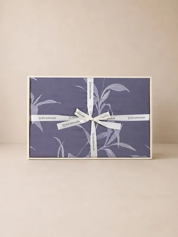 Bed linen set, euro, tencel 300 TC, gray-purple, Leaves,Tencel, image-5