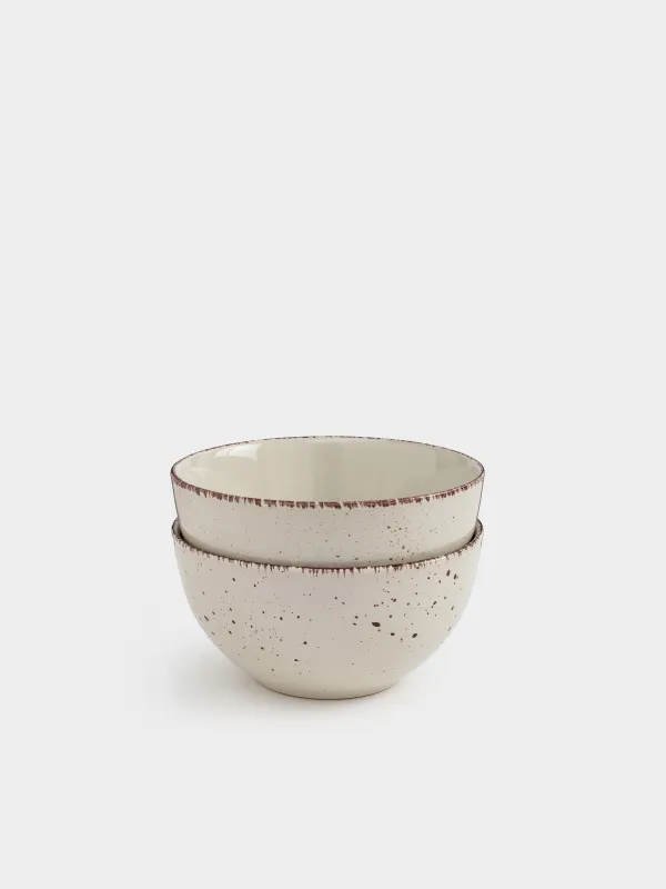 Soup plate, 14x7 cm, 2 pieces, ceramic, beige, speckled, Speckled, image-0