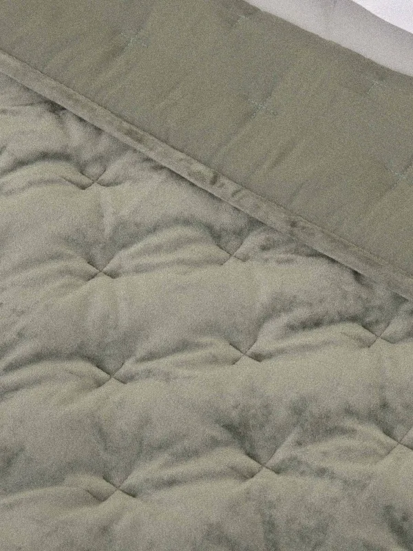 Bedspread, 220x240 cm, quilted, velvet/microfiber, green, Lines, Stitch velvet, image-2