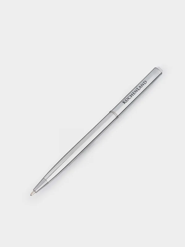 Ballpoint pen, 13 cm, with crystal, metal, silver, Draw, image-1