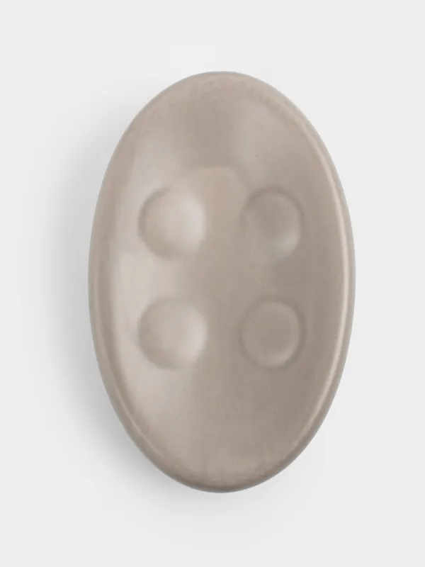 Soap dish, 13x9 cm, ceramic, oval, beige-gray, Giza, image-6