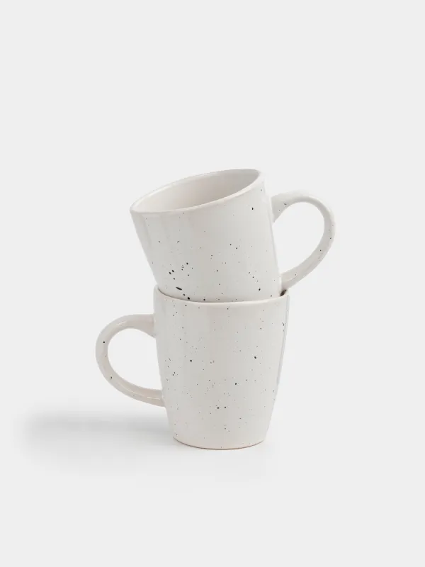 Mug, 470 ml, 2 pcs, ceramic, milky, speckled, Uneven edge, Xoras, image-0