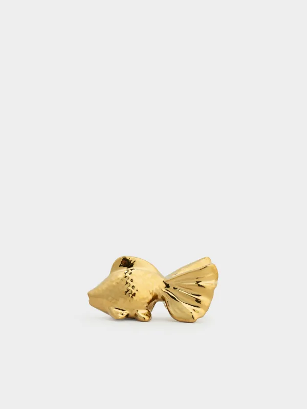 Figurine, 5 cm, porcelain P, golden, Fish, Goldfish, image-0