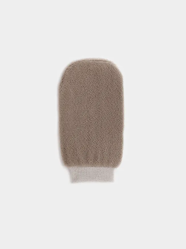 Body washcloth, 22x12 cm, exfoliating, polyethylene, beige, Showy, image-0