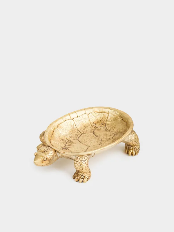 Decorative dish, 31x18 cm, polyresin, golden, Turtle, Coast, image-0