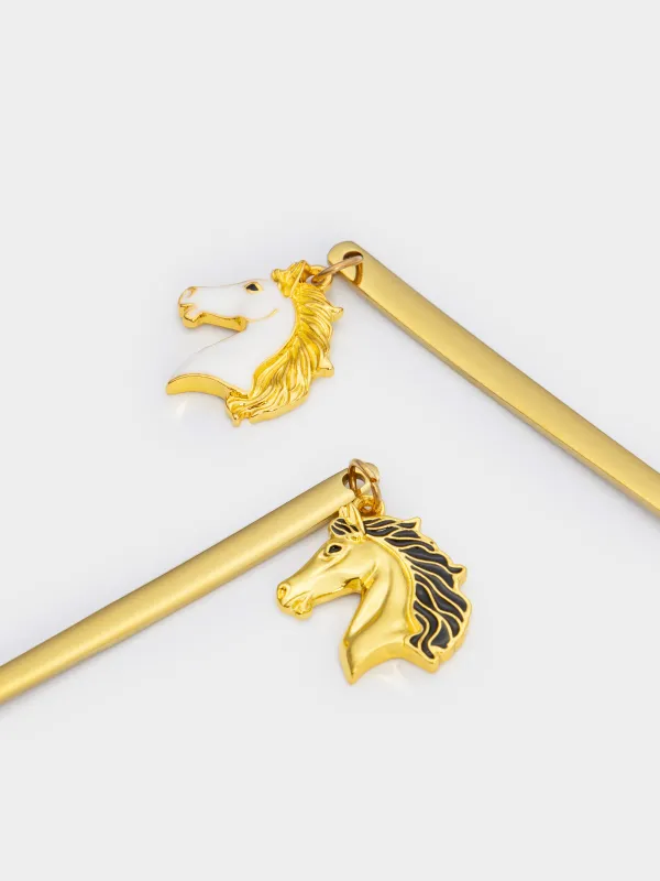 Dessert spoon, 14 cm, 2 pcs, steel, golden, Horse, Horse gold, image-4