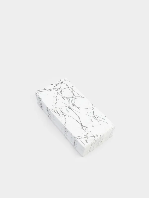 Paper napkins, 33x33 cm, 20 pcs, rectangular, white, Silver marble, Maniera, image-1