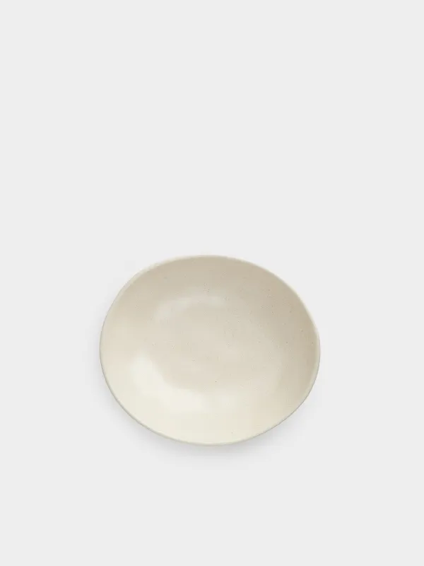 Salad bowl, 22x6 cm, 800 ml, ceramic, milky, Crumpled effect, Crumple creme, image-2