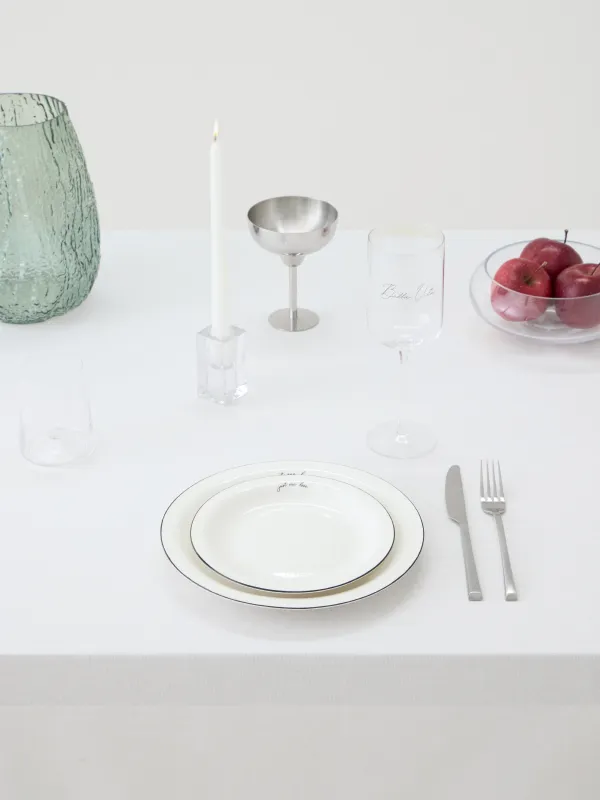 Tablecloth, 160x160 cm, with PU coating, polyester/viscose/linen, white, Lace, Comely lace, image-1