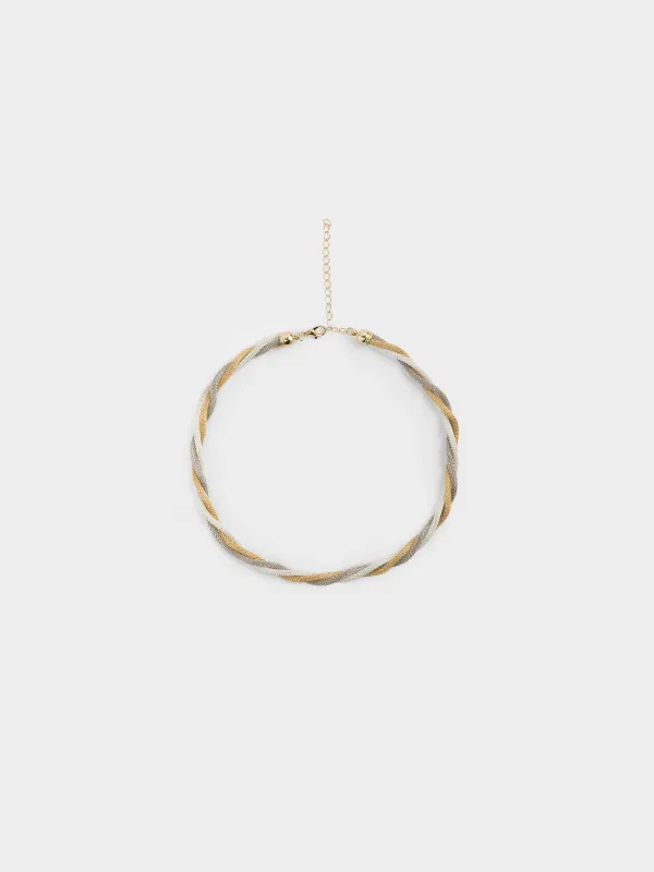 Chain, 46 cm, triple, metal, gold-silver, Harness, Flagel, image-0