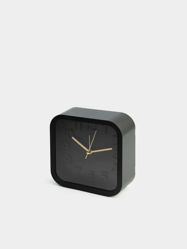 Alarm clock, 13 cm, plastic / glass, square, Black, Dial, image-2