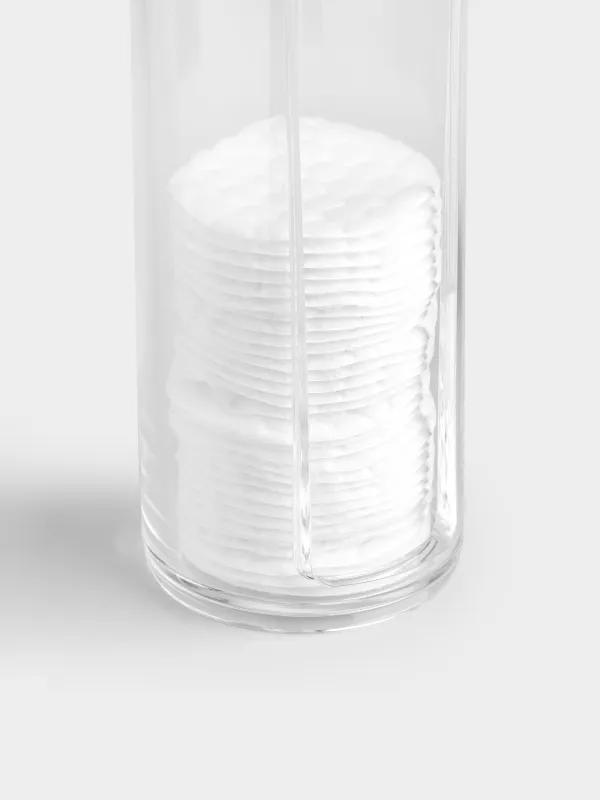 Cotton pad container, 20x7 cm, with lid, plastic, Basic, image-3