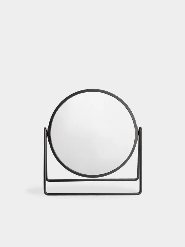 Table mirror, 20 cm, double-sided, metal, round, Black, Graphic, image-1