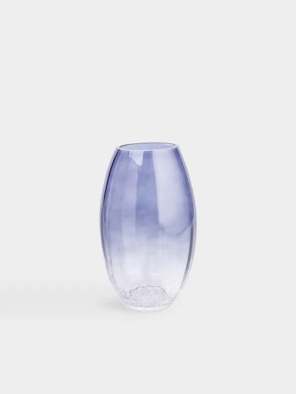 Flower vase, 24 cm, glass, blue gradient, Craquelure, Ice, image-1