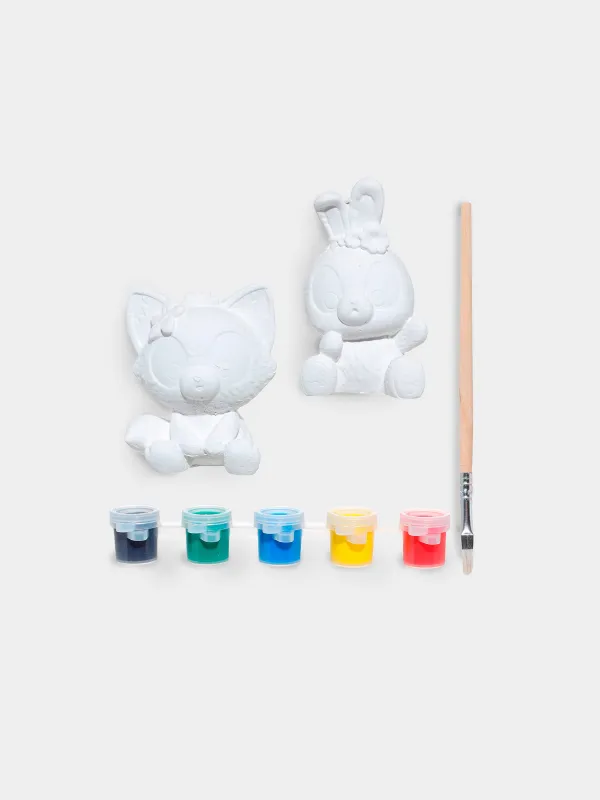 Creative kit, 2 pieces, plaster, painting, Kitty and bunny, Creative, image-0