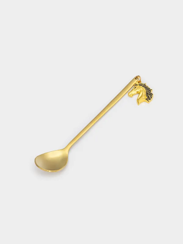 Dessert spoon, 14 cm, 2 pcs, steel, golden, Horse, Horse gold, image-2
